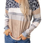 Leopard Color Block Drop Shoulder Top