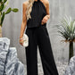 Grecian Neck Sleeveless Pocketed Top and Pants Set