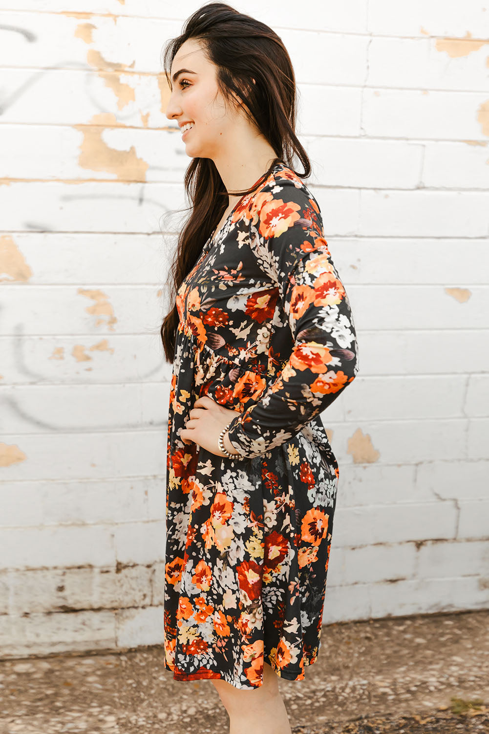 Floral Print Long Sleeve Dress