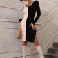 Contrast Slit Sweater Dress