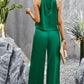 Grecian Neck Sleeveless Pocketed Top and Pants Set