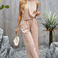 Grecian Neck Sleeveless Pocketed Top and Pants Set