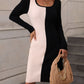 Contrast Slit Sweater Dress