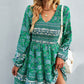 Bohemian V-Neck Balloon Sleeve Dress