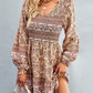 Bohemian V-Neck Balloon Sleeve Dress