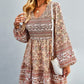 Bohemian V-Neck Balloon Sleeve Dress