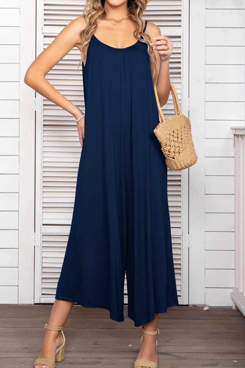 Spaghetti Strap Scoop Neck Jumpsuit