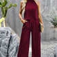 Grecian Neck Sleeveless Pocketed Top and Pants Set