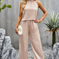 Grecian Neck Sleeveless Pocketed Top and Pants Set