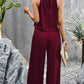 Grecian Neck Sleeveless Pocketed Top and Pants Set