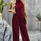 Grecian Neck Sleeveless Pocketed Top and Pants Set