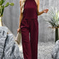 Grecian Neck Sleeveless Pocketed Top and Pants Set