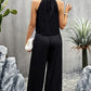 Grecian Neck Sleeveless Pocketed Top and Pants Set