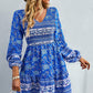 Bohemian V-Neck Balloon Sleeve Dress