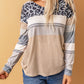 Leopard Color Block Drop Shoulder Top