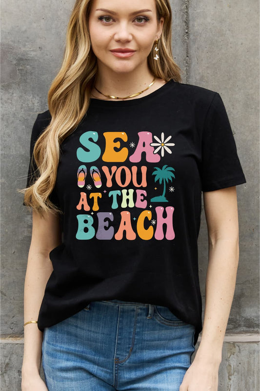 Simply Love Full Size SEA YOU  AT THE  BEACH Graphic Cotton Tee