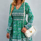 Bohemian V-Neck Balloon Sleeve Dress